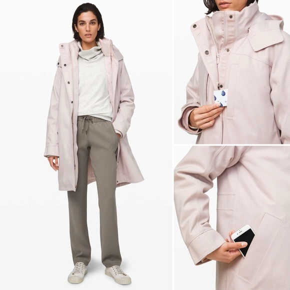 Lululemon Roam Far Wool 3-in-1‎ Jacket Size 8 Heathered Light Chrome - Picture 9 of 17